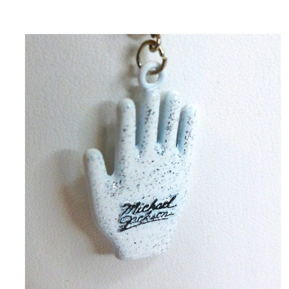 Vintage Michael Jackson King of Pop 1980's White Glitter Glove Pendant